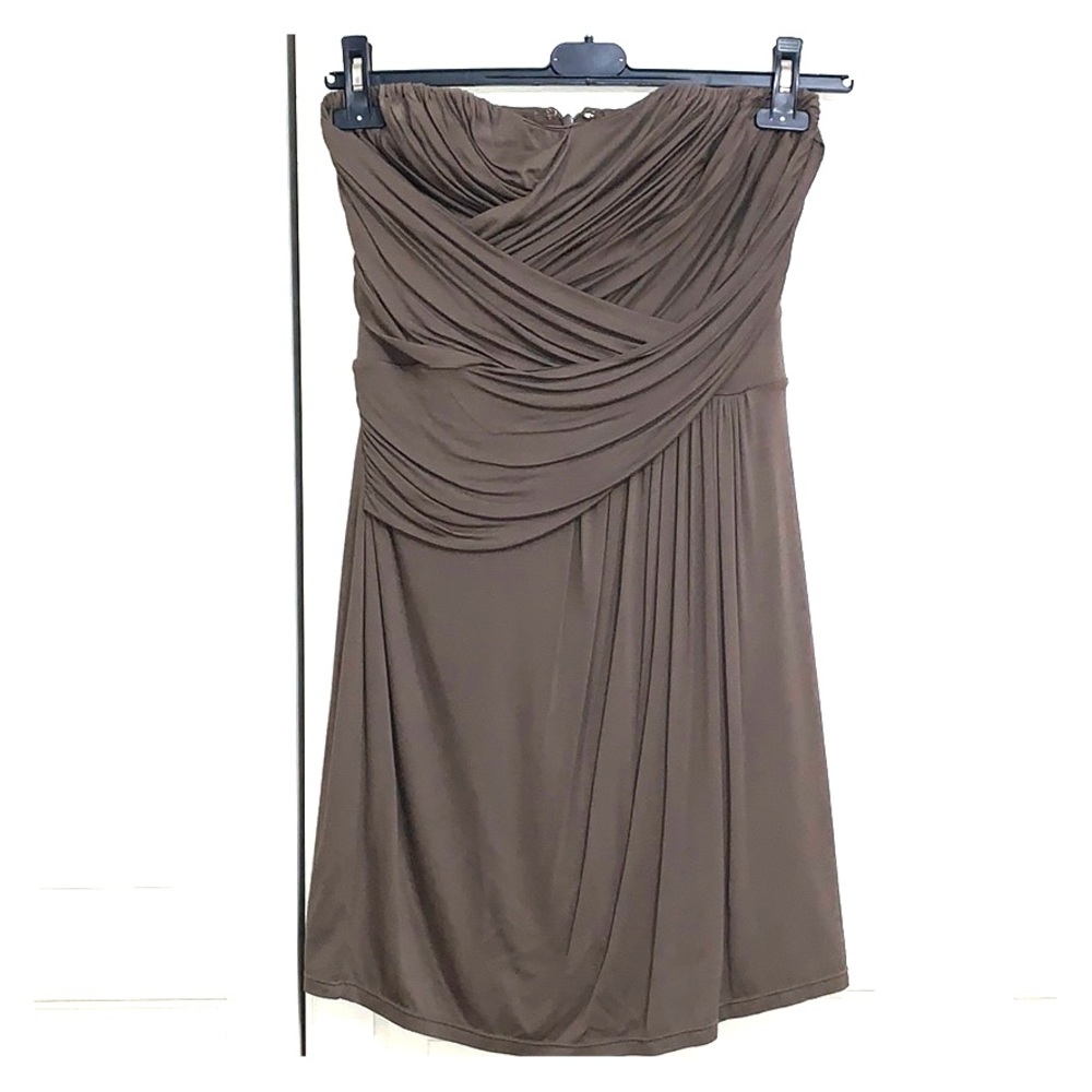 Brown strapless dress